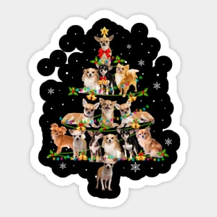 Cute Chihuahua Christmas Tree Xmas Gift Sticker